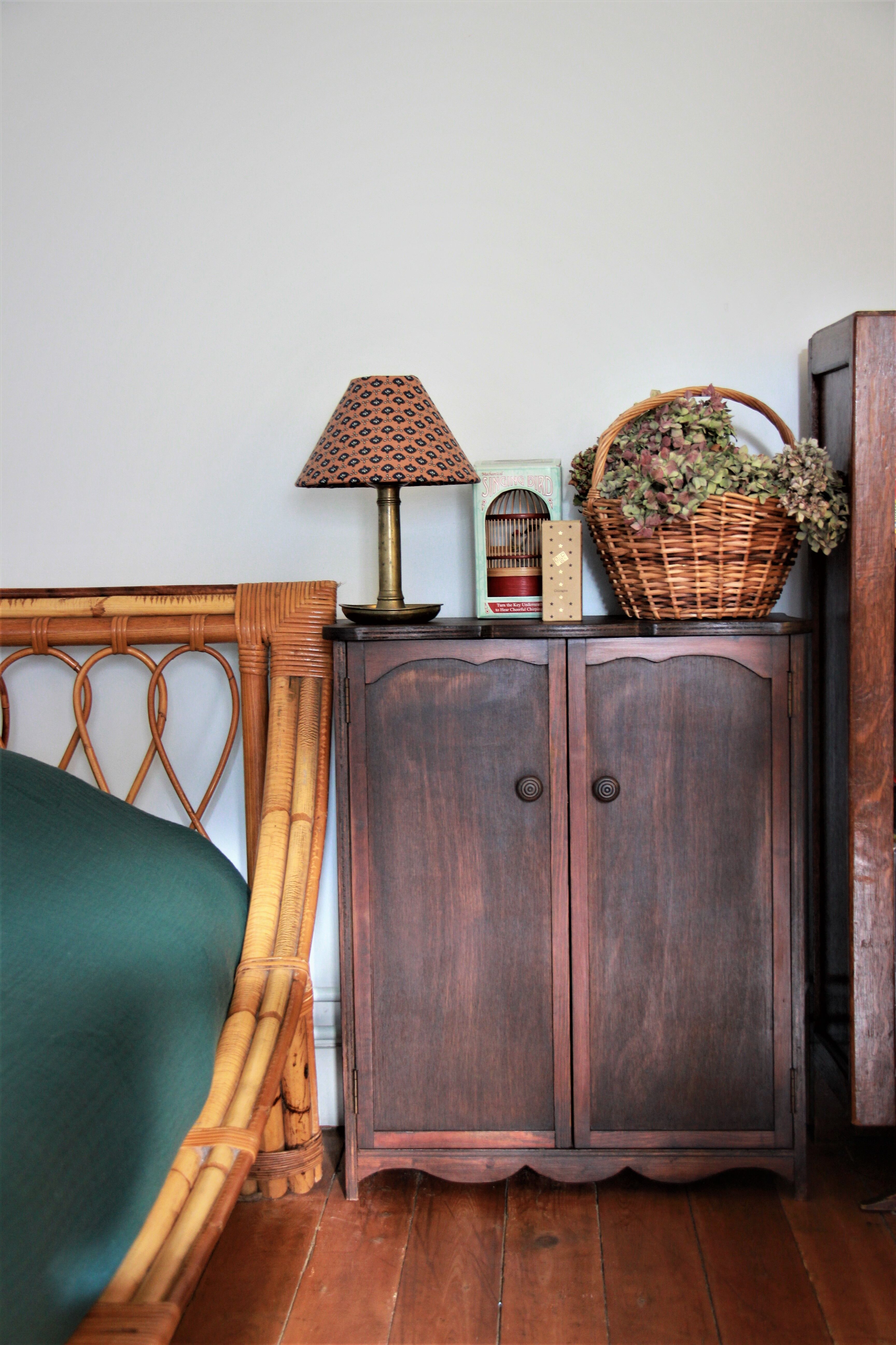 Small wardrobe made of doll wood or children's bedside