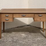 Solid desk in raw oak handles art deco shells