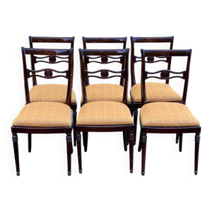 6 chaises à manger bois - tissu