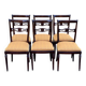 6 dining chairs made of solid mahogany in Regency style with yellow fabric.