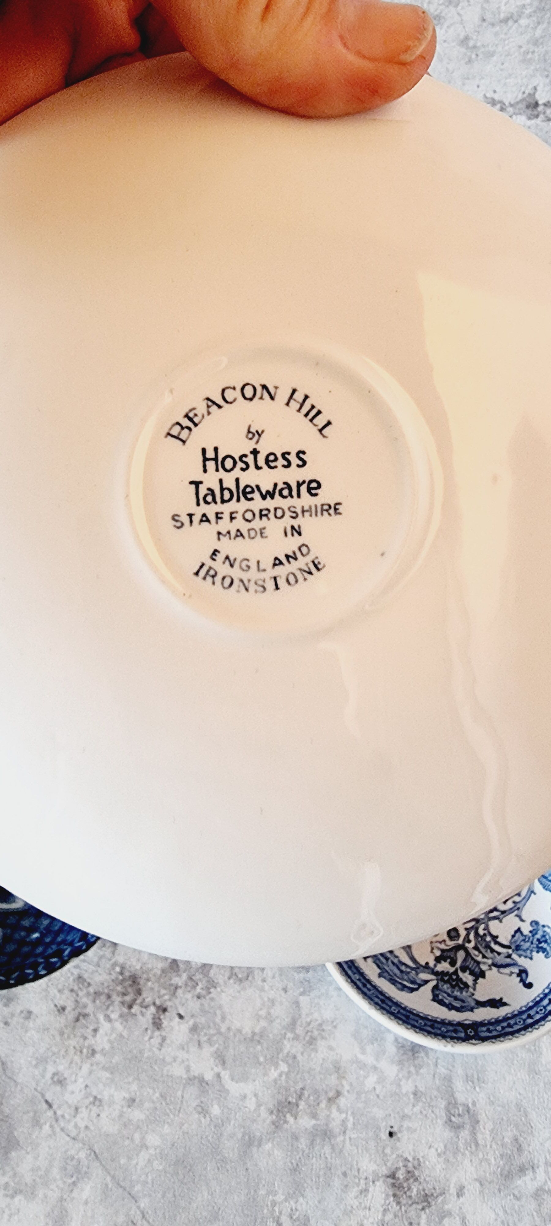 Set of 4 blue and white porcelain plates