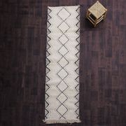 Berber runner rug diamond white and black 80x290 cm