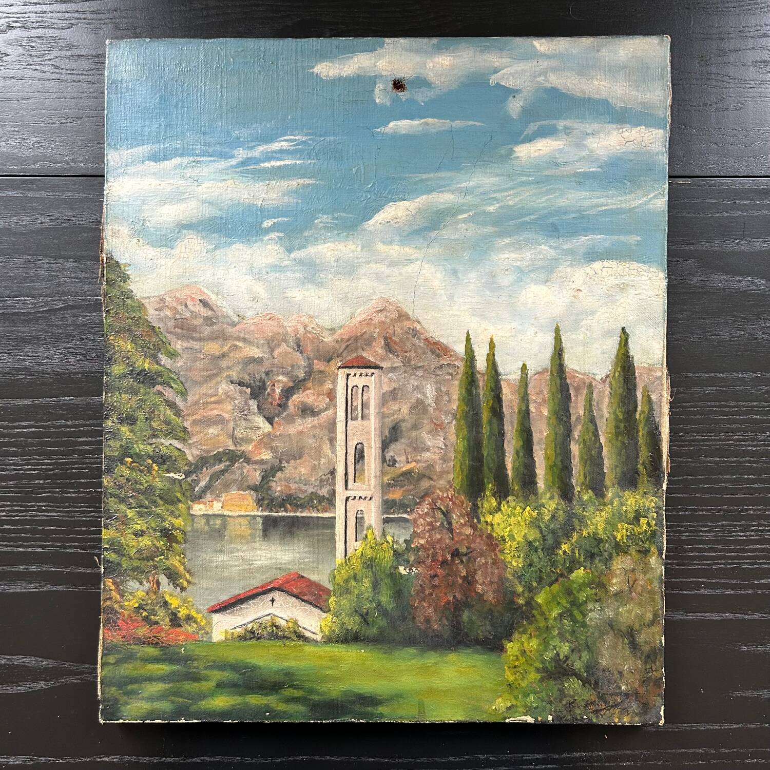 Old landscape painting of Tuscany