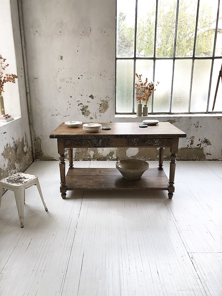 Artist studio oak draper table