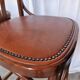 Set of 4 Vintage Bentwood Bar Stools, Brown Leather Seat, Nailhead Trim