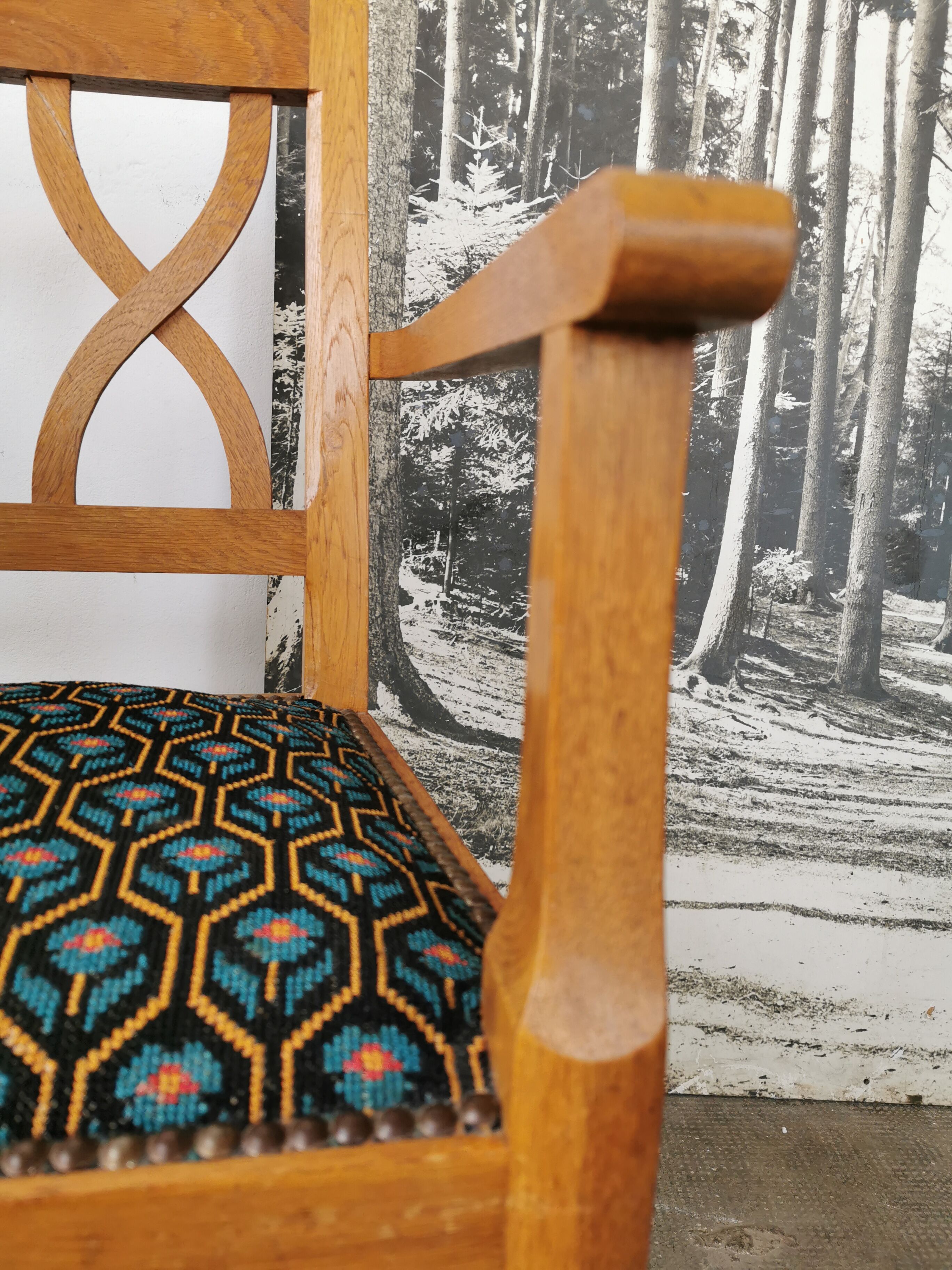 Art deco oak armchair 1940/1950