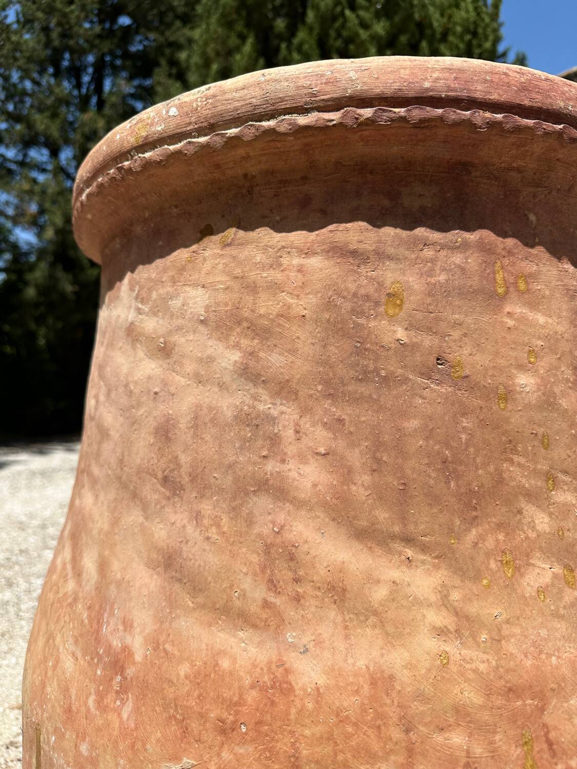 Ancient terracotta pottery jar from the 19th century.