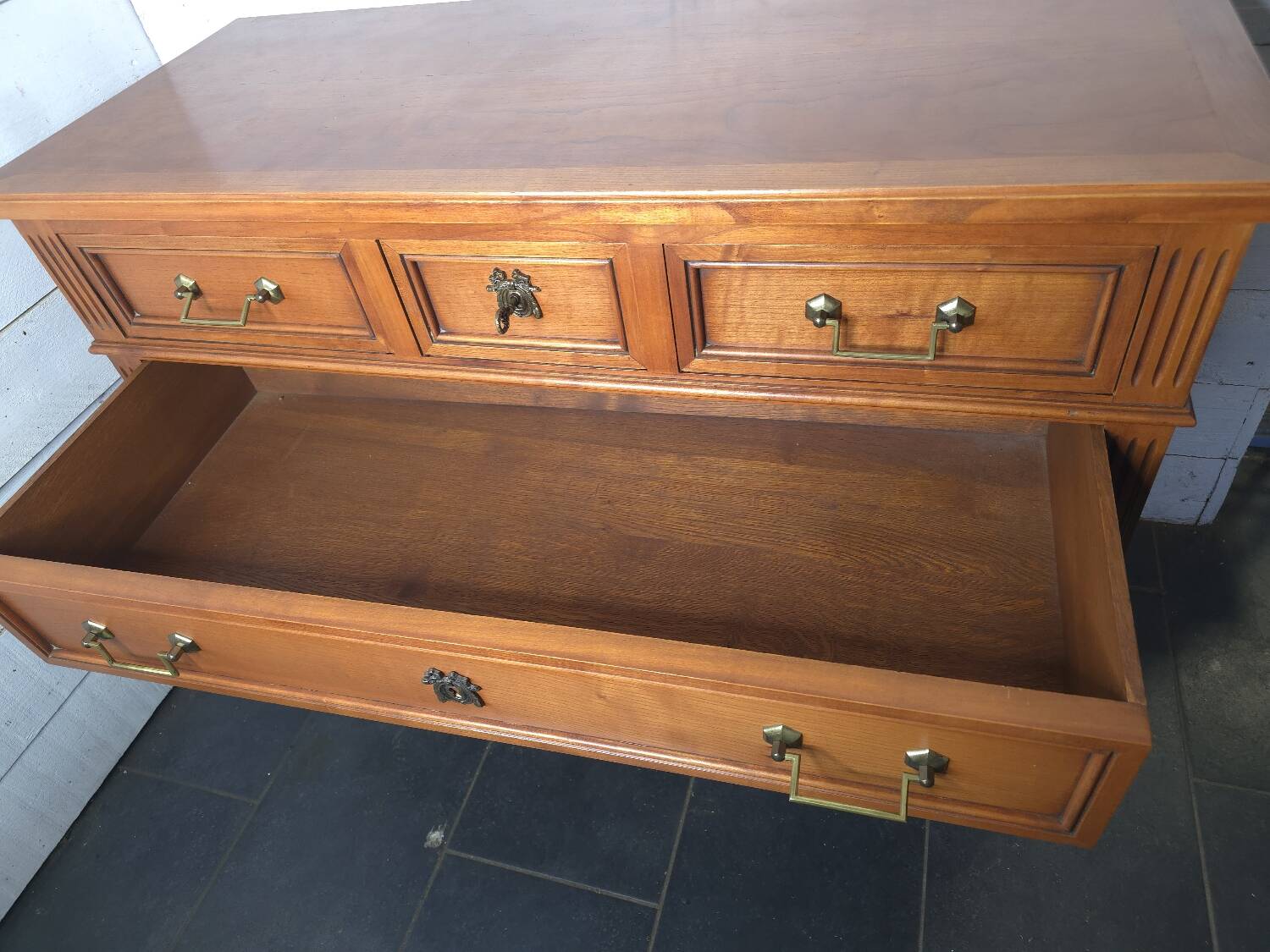 Louis XVI style cherry wood chest of drawers