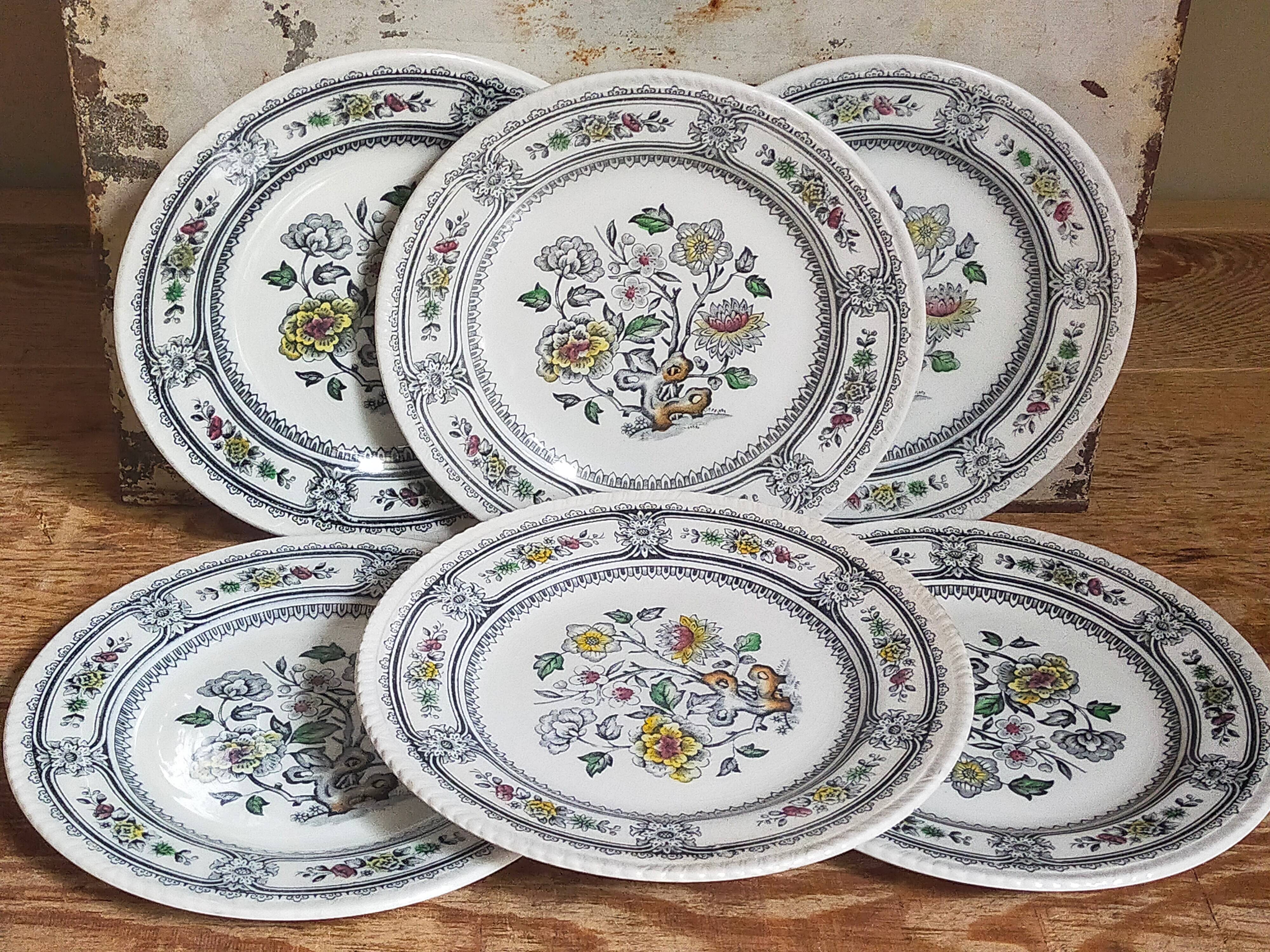 Six English porcelain dessert plates WOOD & SONS Dorset service