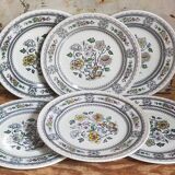 Six English porcelain dessert plates WOOD & SONS Dorset service