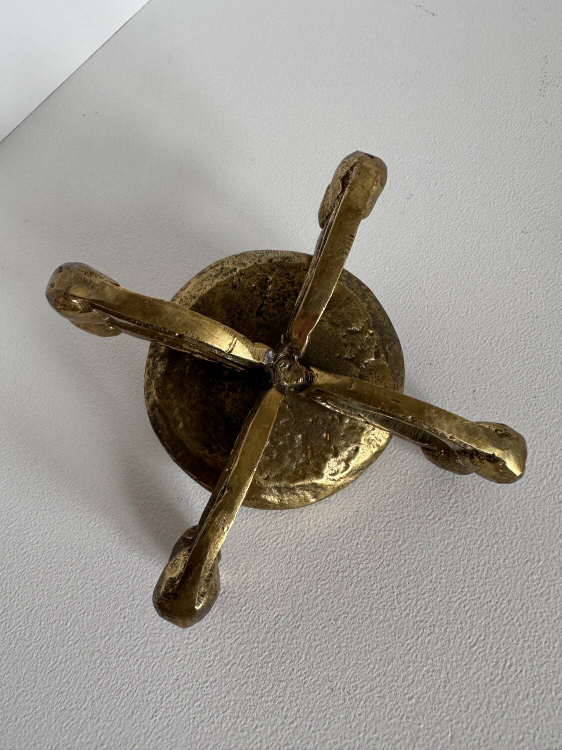 Vintage Brutalist Bronze Candle Holder