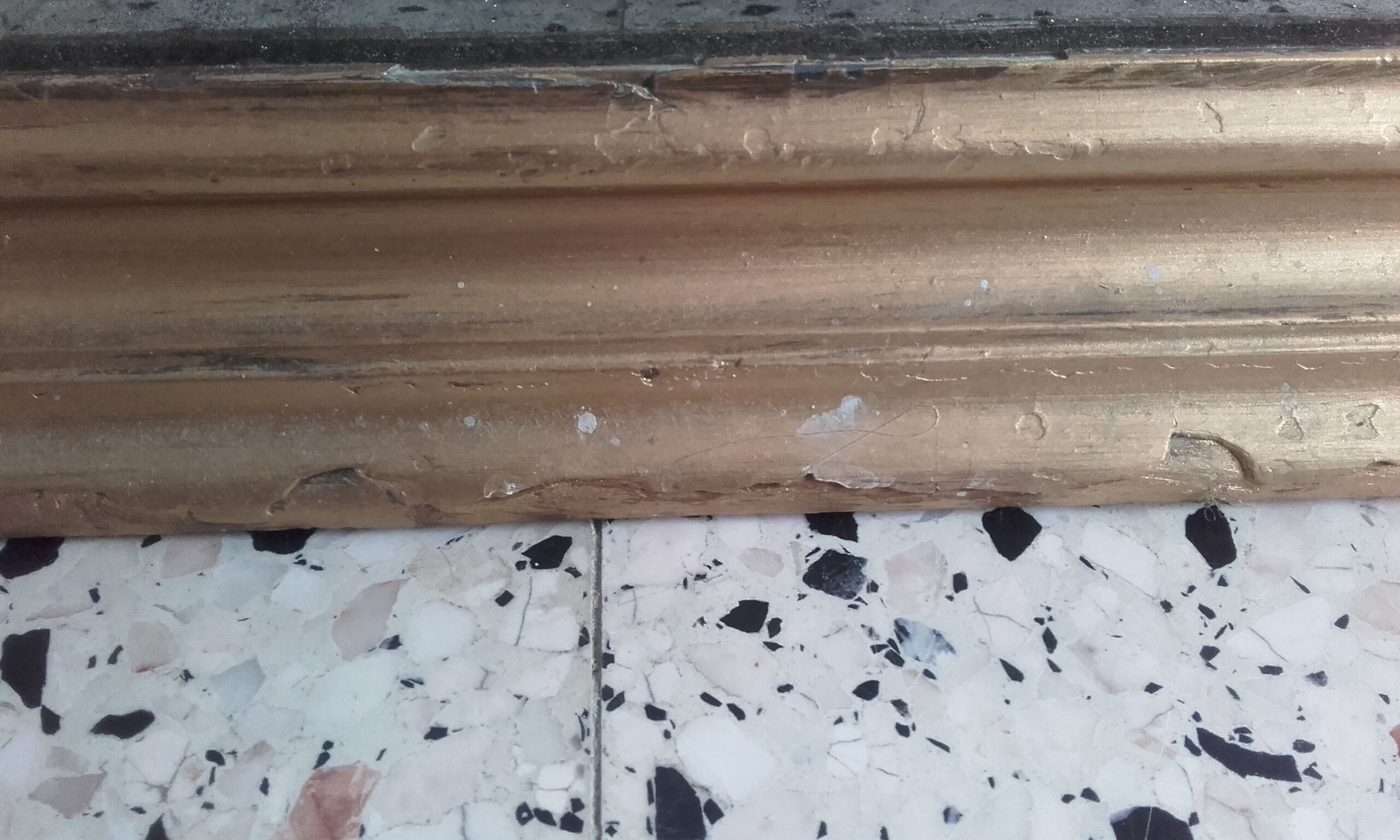 Louis Philippe fireplace mirror, old wood and stucco, mercury ice cream