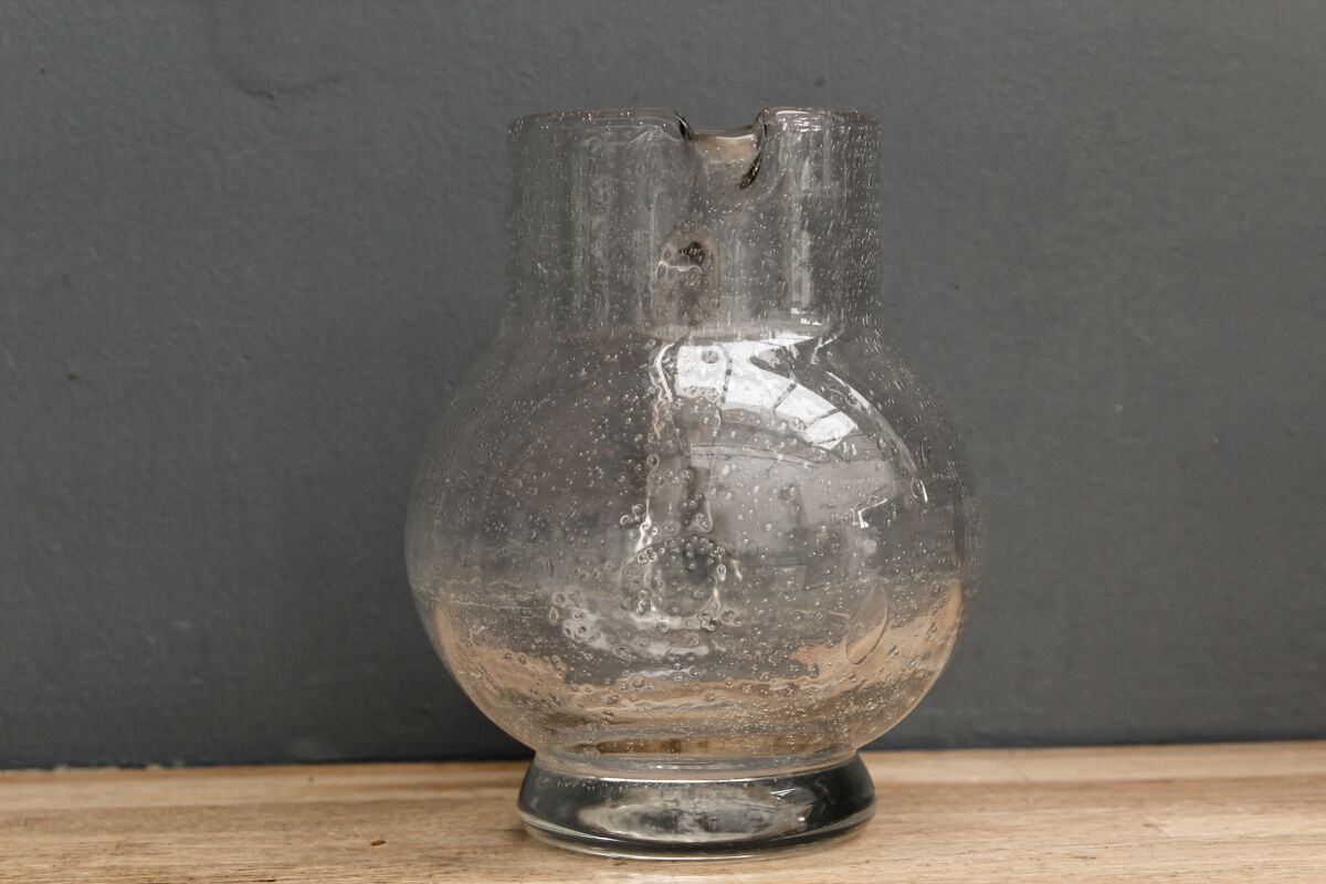 Decanter made of bubbled glass, blown