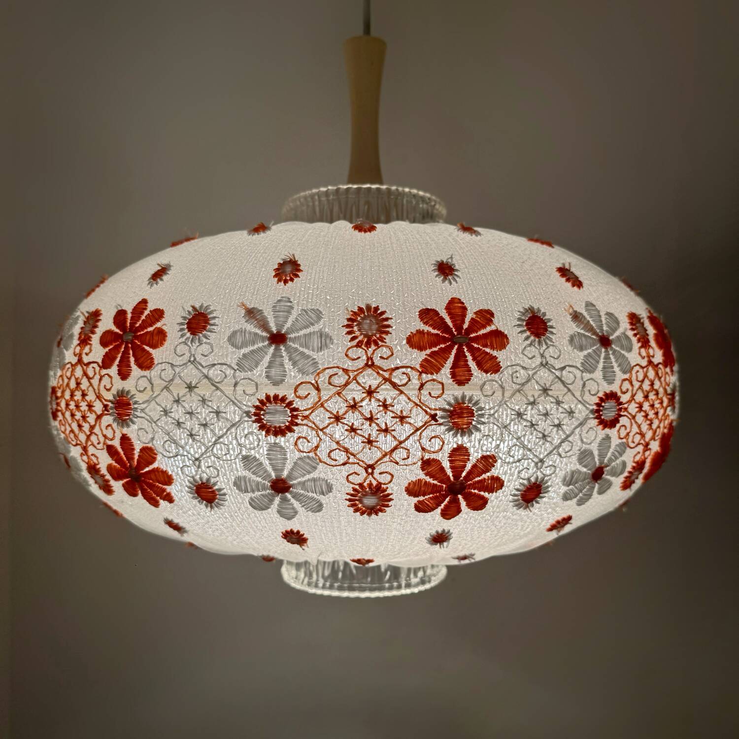 60s embroidered lantern chandelier