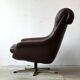 Fauteuil pivotant en cuir, Danemark, années 1960/1970, style Mid-C Modern, vintage