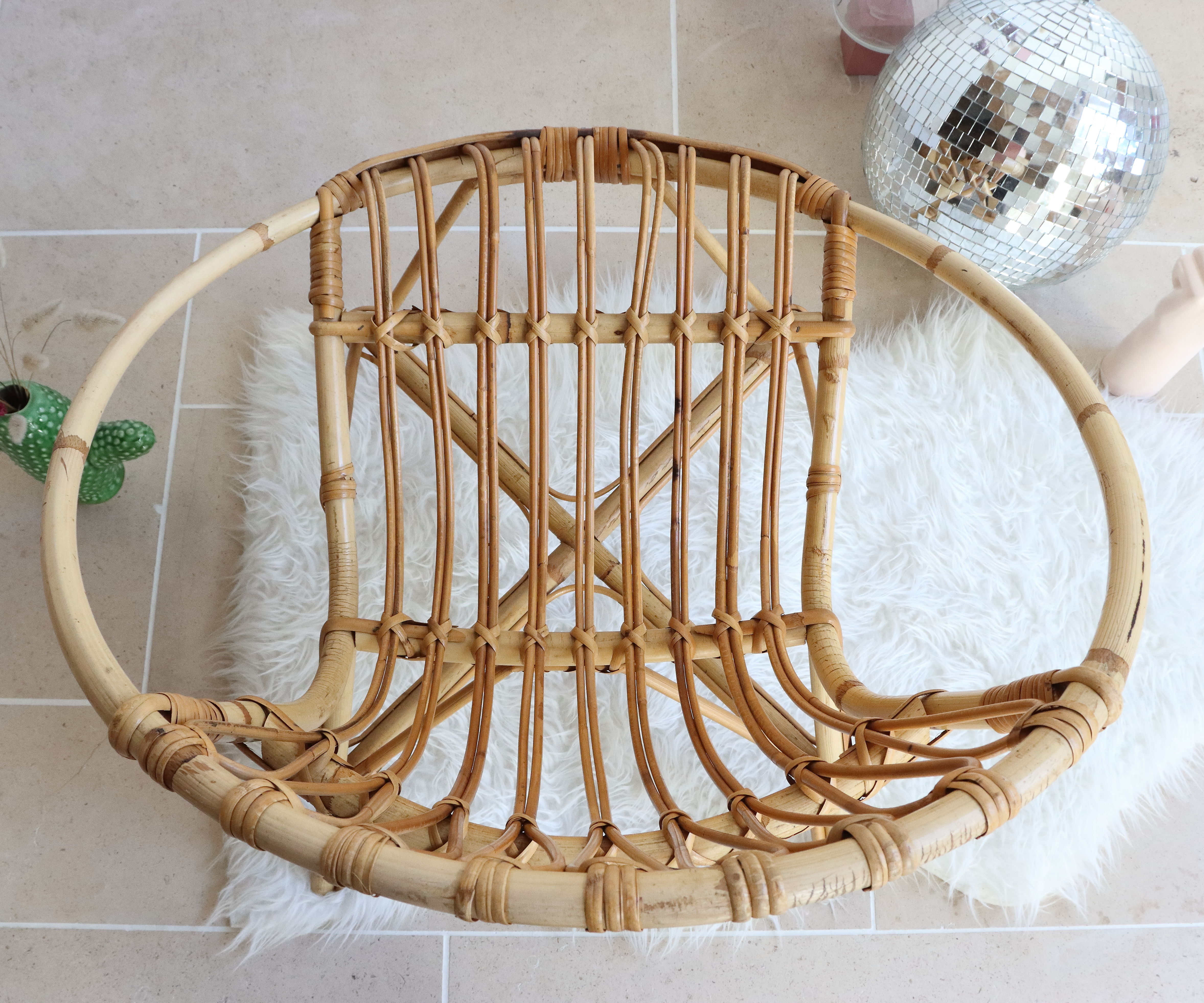 Adult-sized rattan shell chair