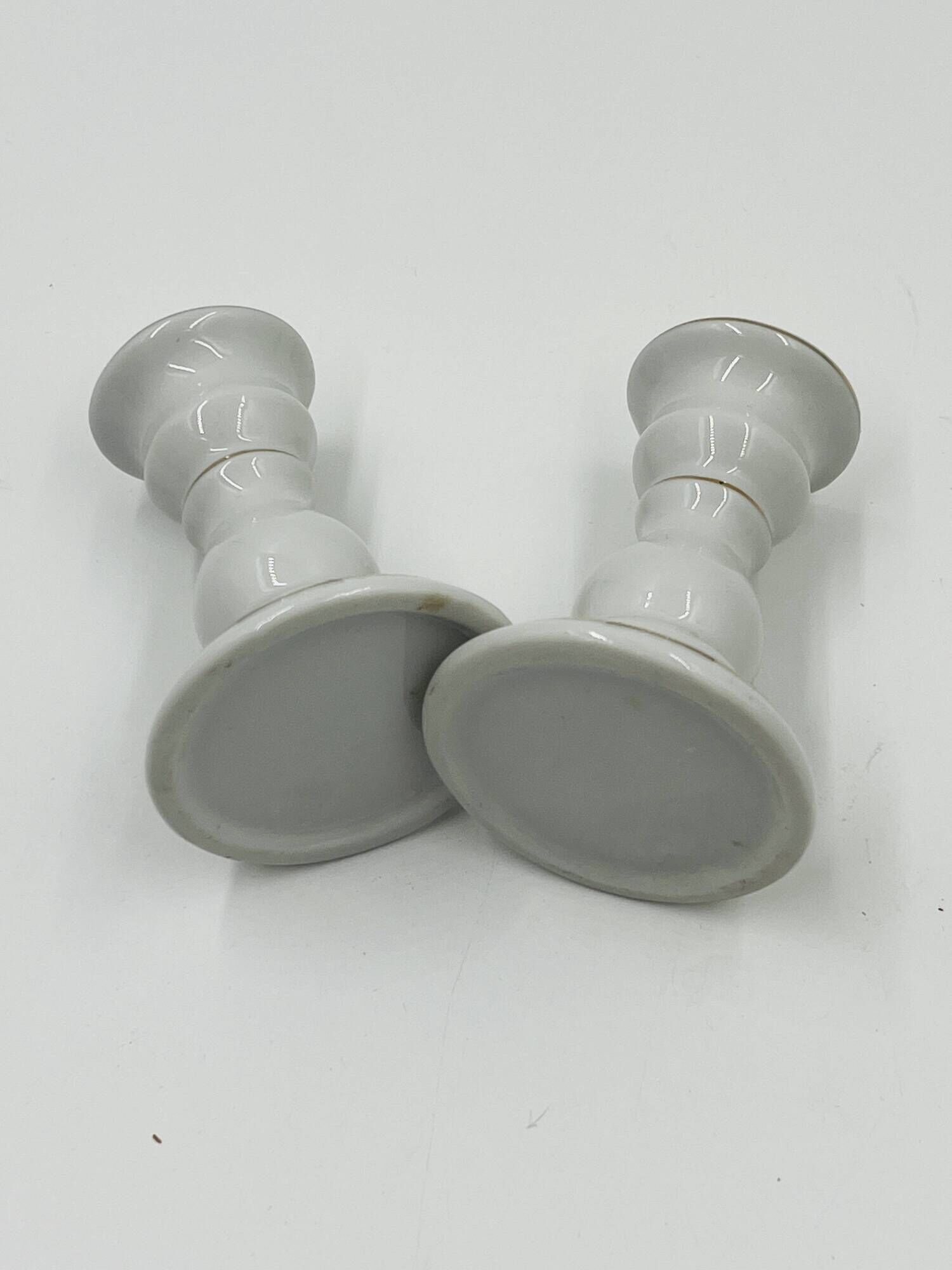 Lot of 2 Vintage Porcelain Candle Holders with Roses