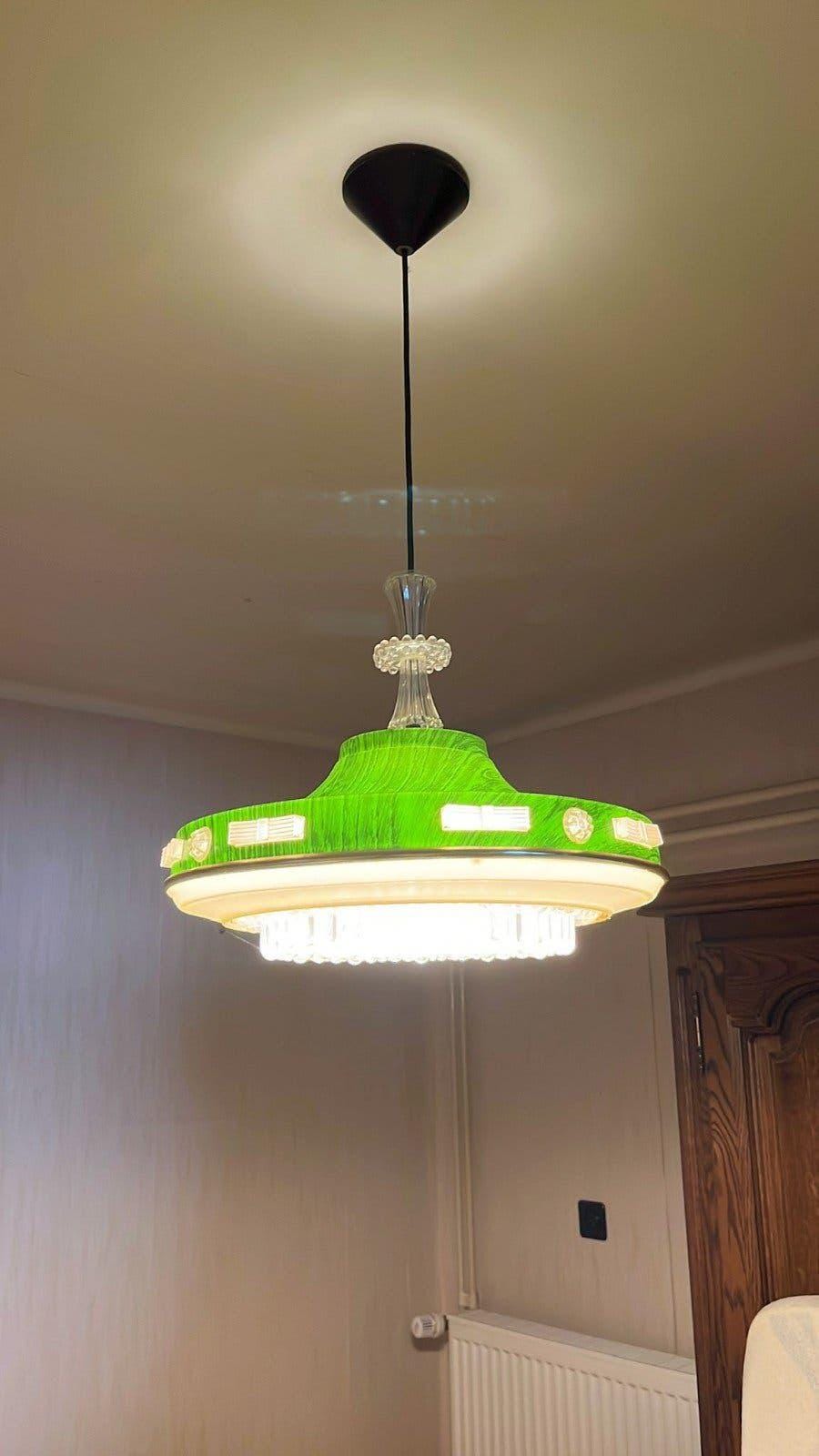 Vintage green UFO-shaped pendant light