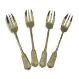 4 fourchettes à gâteaux dorées