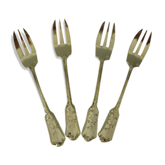4 fourchettes à gâteaux dorées