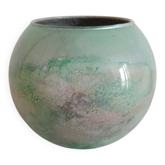 glossy glass round vase signed Jean Noel Bouillet