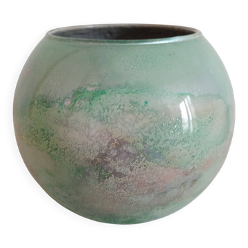 vase boule en verre laqué signé Jean Noel Bouillet