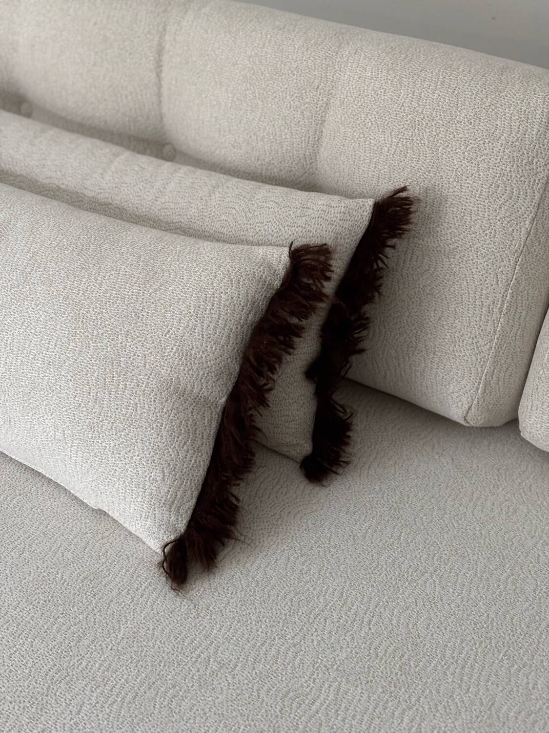 Modernist canapé design – Completely reupholstered in Pierre Frey fabric.