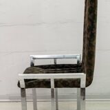 Set of 4 Mid-Century Modern Italian Chromed Steel and Velvet Dining Chairs