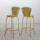 Lot de 2 tabourets de bar glamour Cobra dorés avec revêtement en velours vert années 70