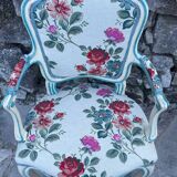 Paire de fauteuils Cabriolets en bois peint de style Louis XV époque XIXeme siècle