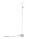 Vintage Italian Stilnovo floor lamp from the mid-century with opaline glass globes and a marble base.