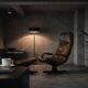 Vintage Mid-Century Danish Modern Leather Adjustable Easy Chair and Ottoman