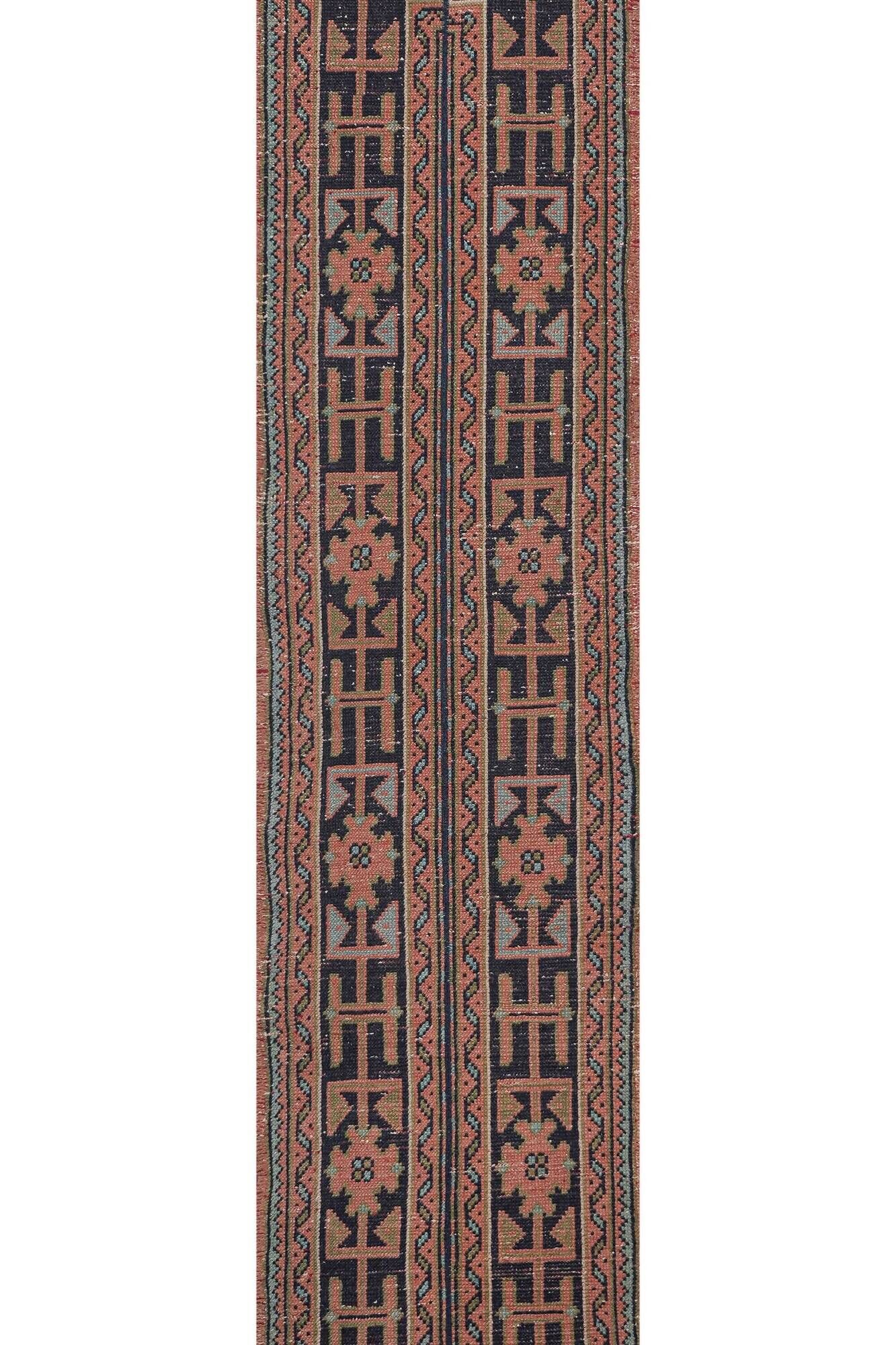 Vintage Turkish hallway rug 63x633 cm