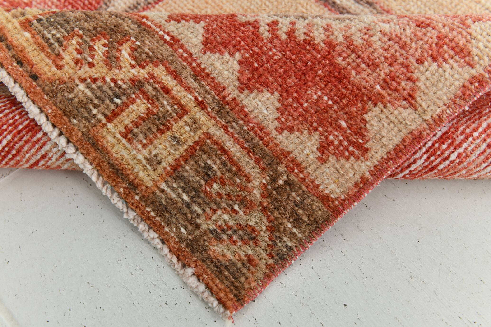 Turkish Classic Oriental Style Red Vintage Runner Rug, 87x379Cm