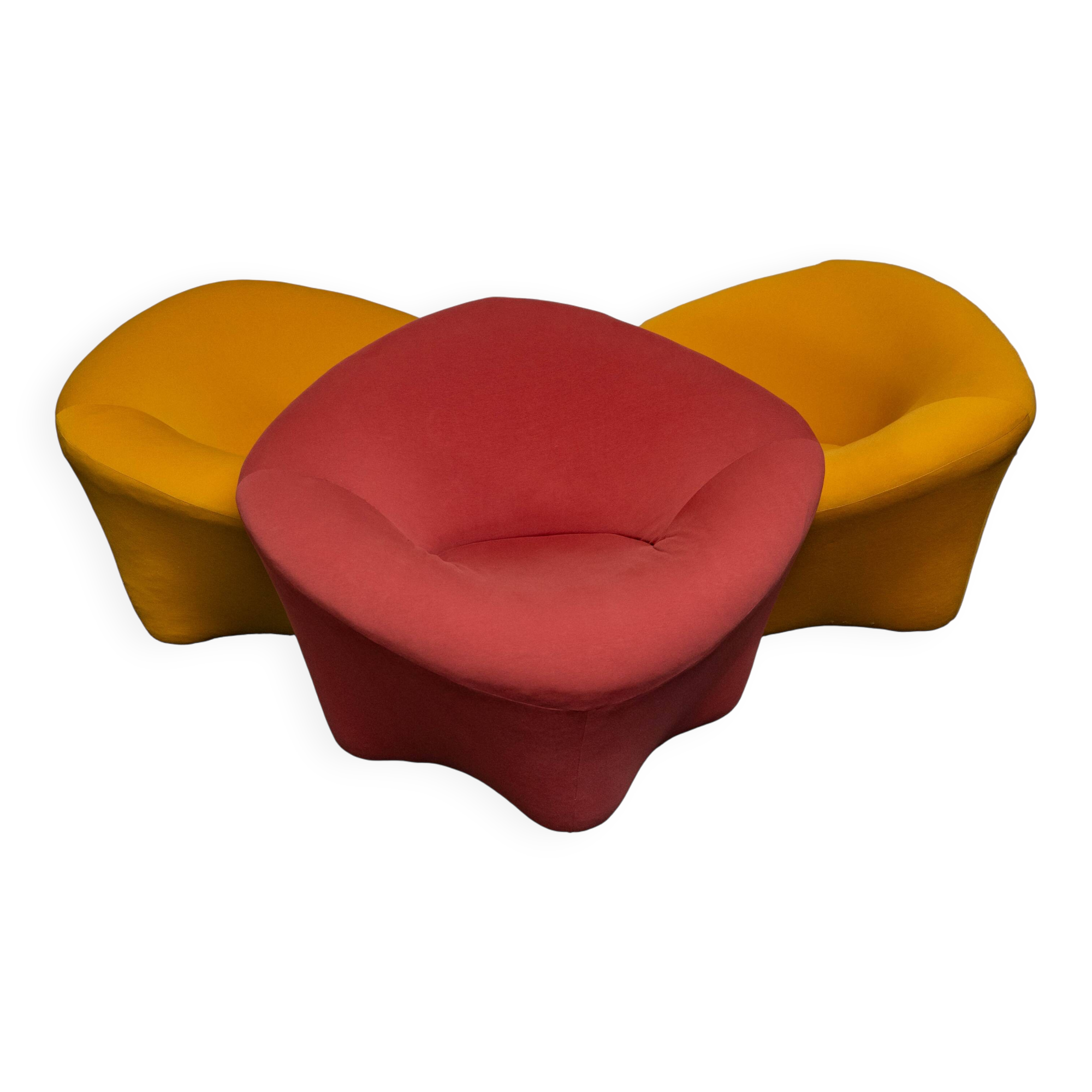 Set of 3 Space Age armchairs in the style of Pierre Paulin.
