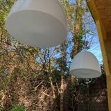 2 Danish white glass pendant lights (50s/60s)