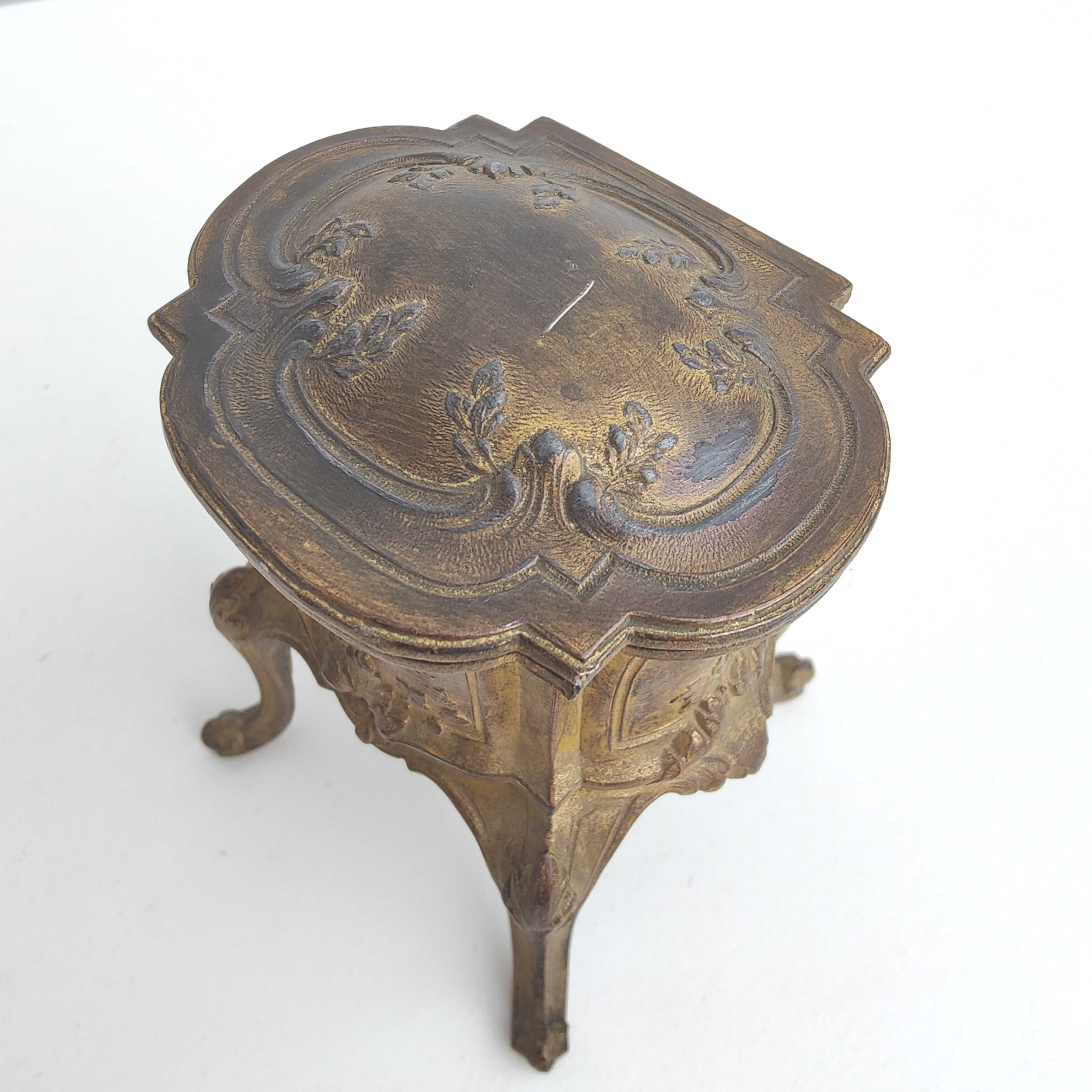 Boite à bijoux ancienne baguier métal doré