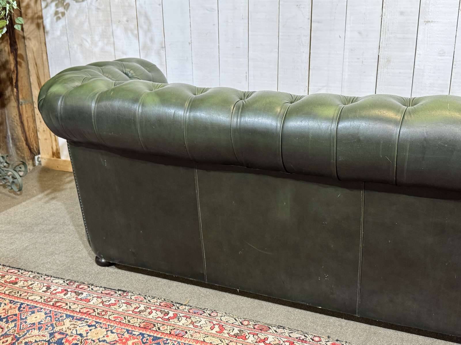 1970s leather Chesterfield three-seater sofa