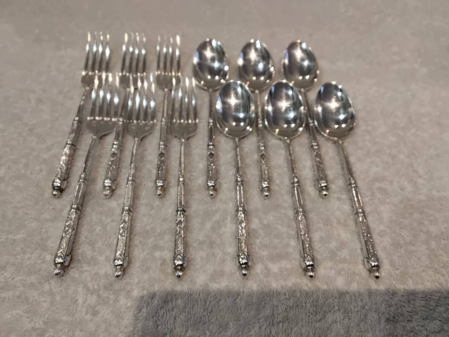 6 lunch forks 6 coffee spoons silver plated metal goldsmith SFAM Russian