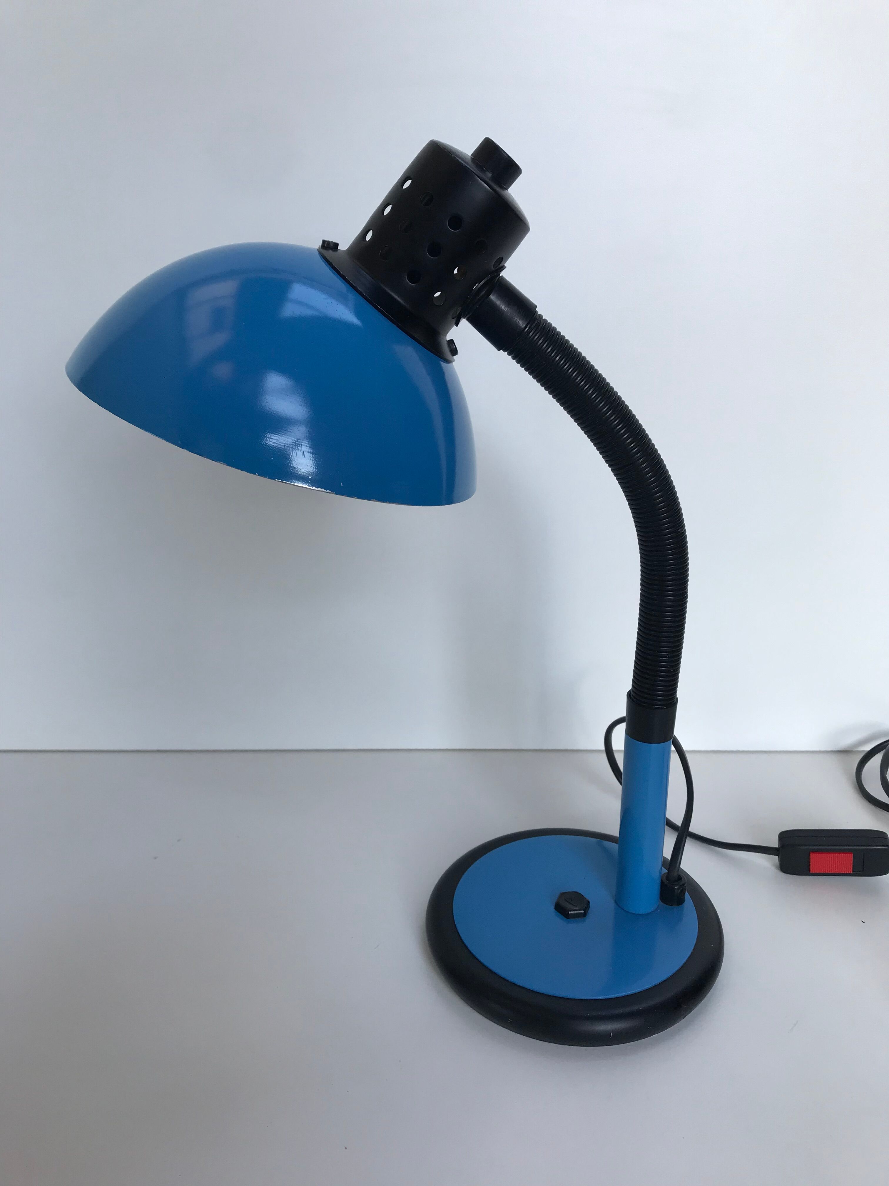 Blue and black desk lamp