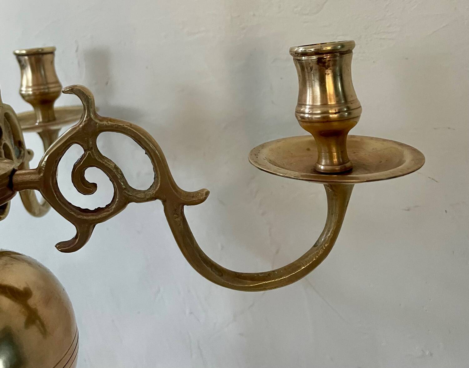 Antique Dutch 5-light brass candlestick