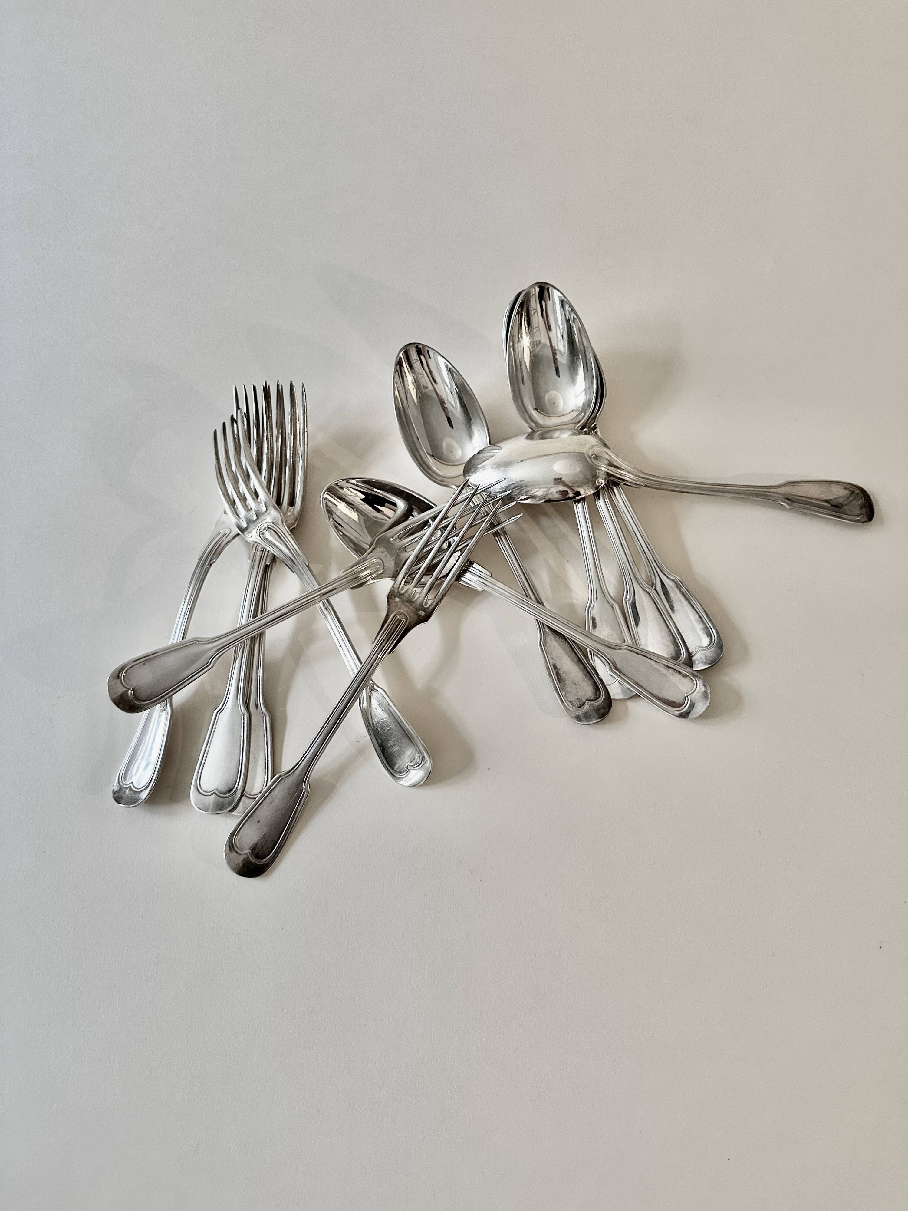 Twelve-piece silver-plated cutlery set