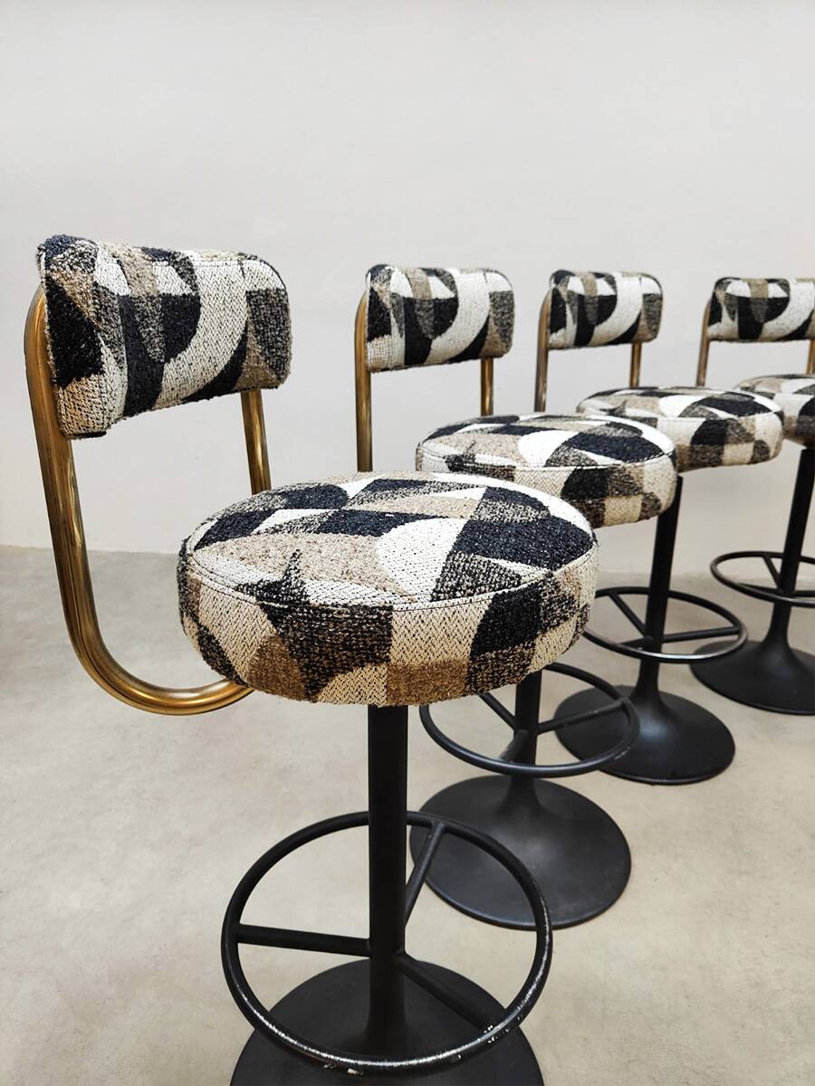 Tabourets de bar Cobra au design suédois vintage Borje Johanson « Design géométrique »