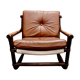 1950 rattan and leather armchair