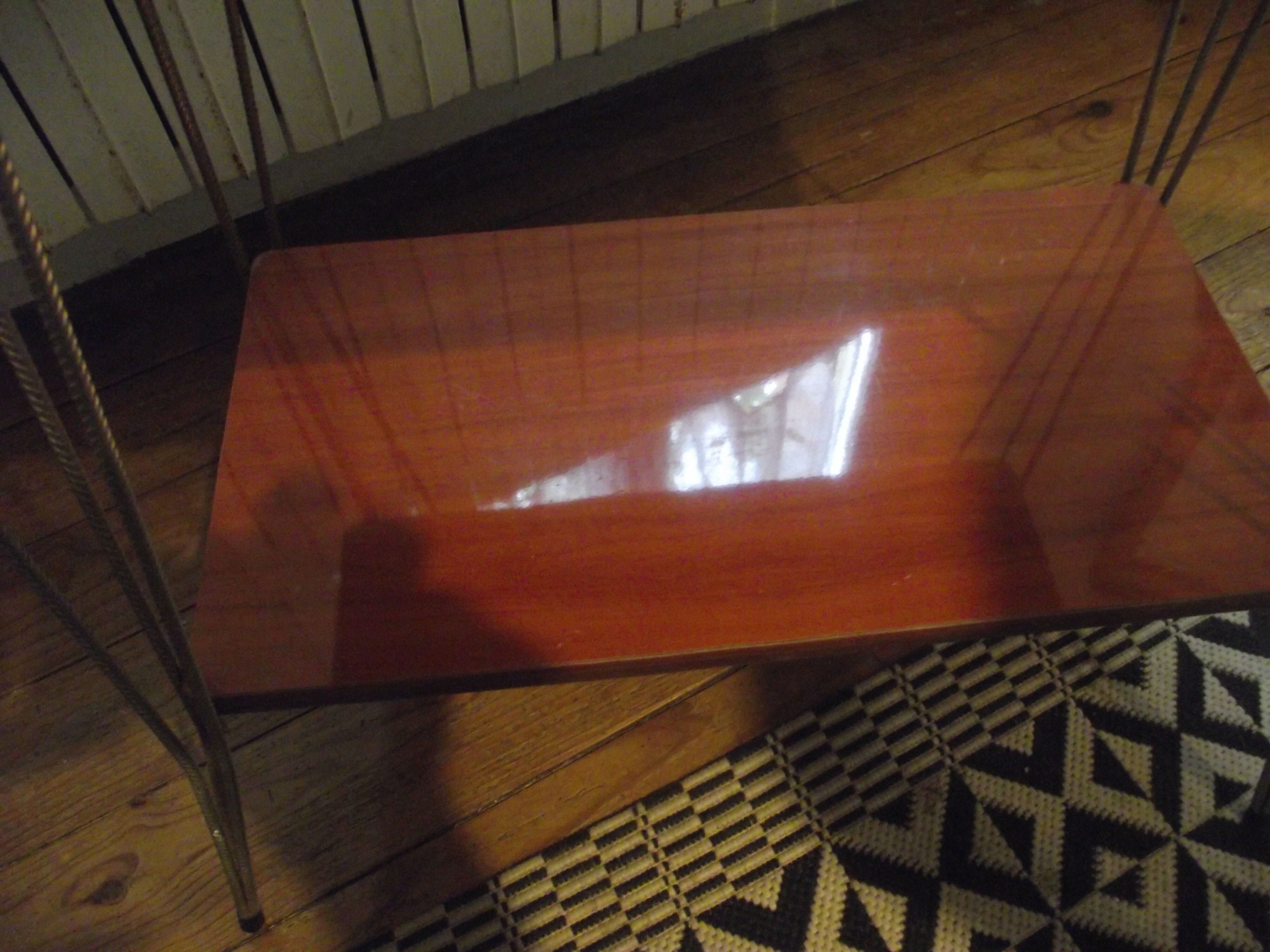 Small side table from the 60s wood and gilded metal.