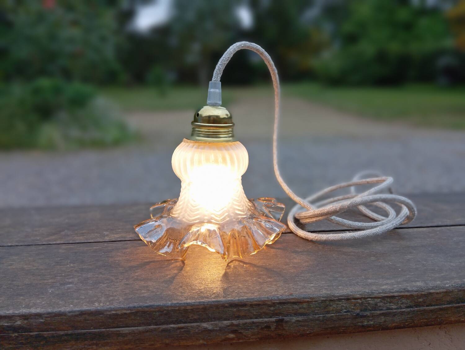 Amber yellow tulip glass nomad pendant light 🌷