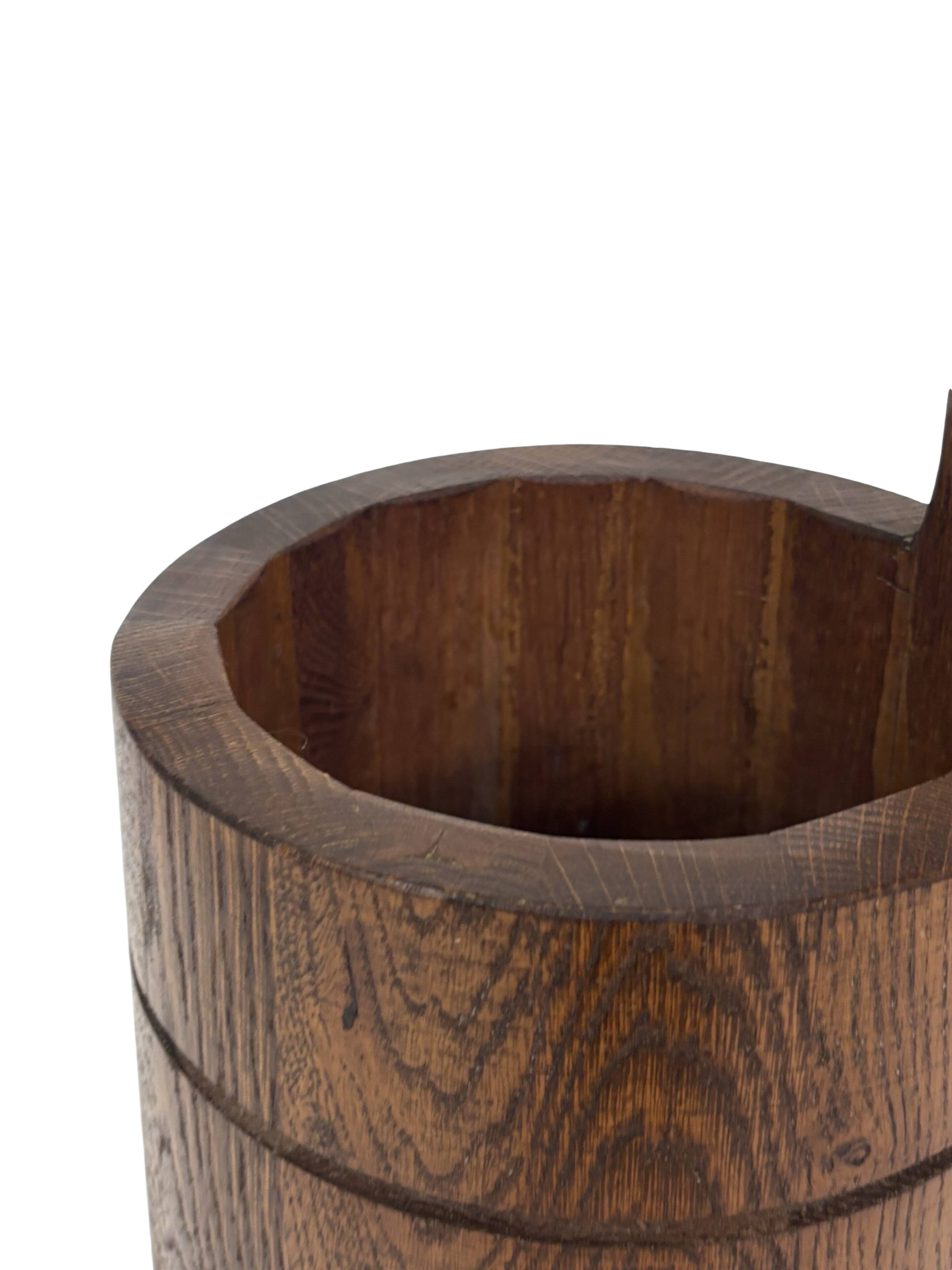 Vintage umbrella stand holder oak basket storage design 60's minimalist