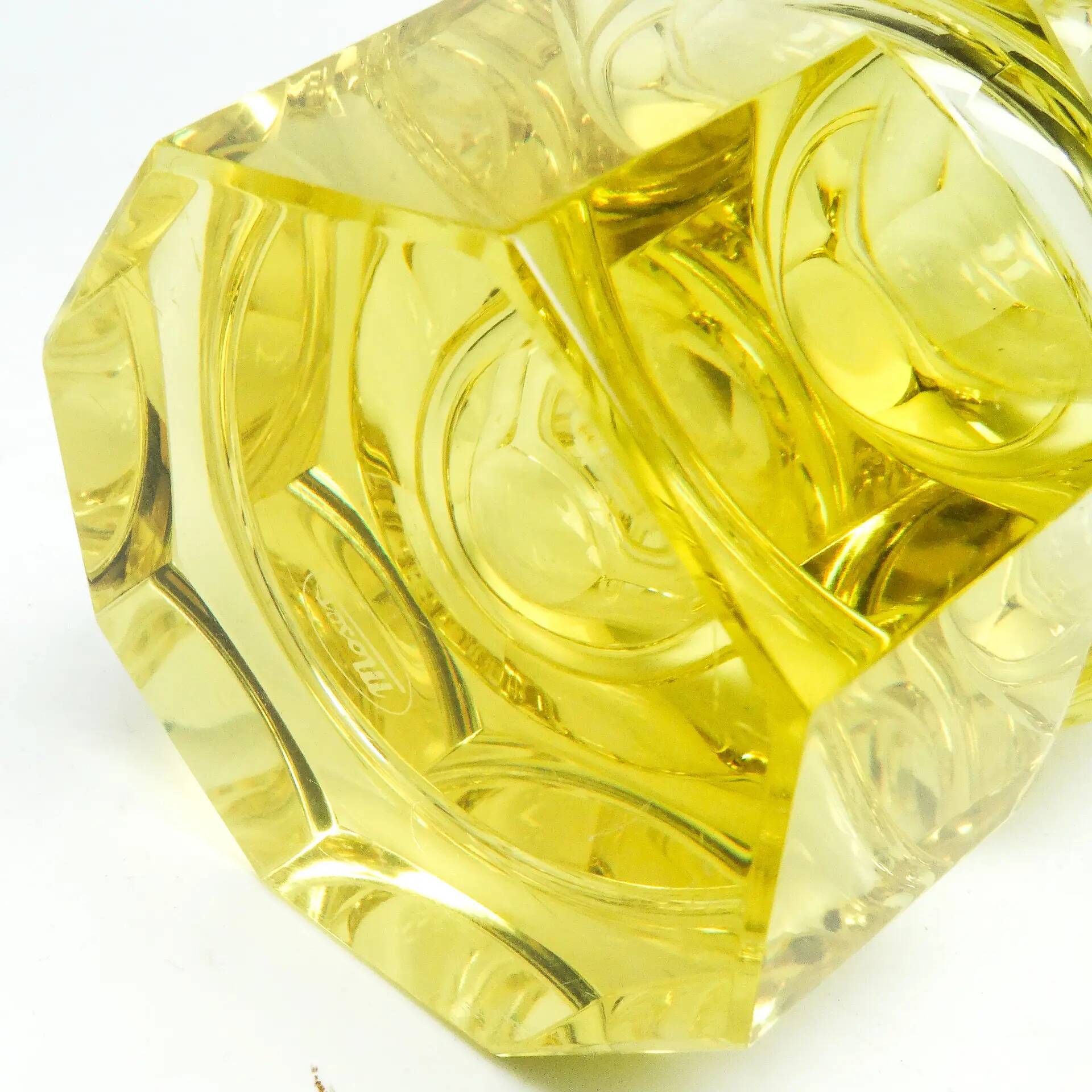 Art Deco vase, yellow crystal, designed by J. Hoffmann, Czechoslovakia, 1930s