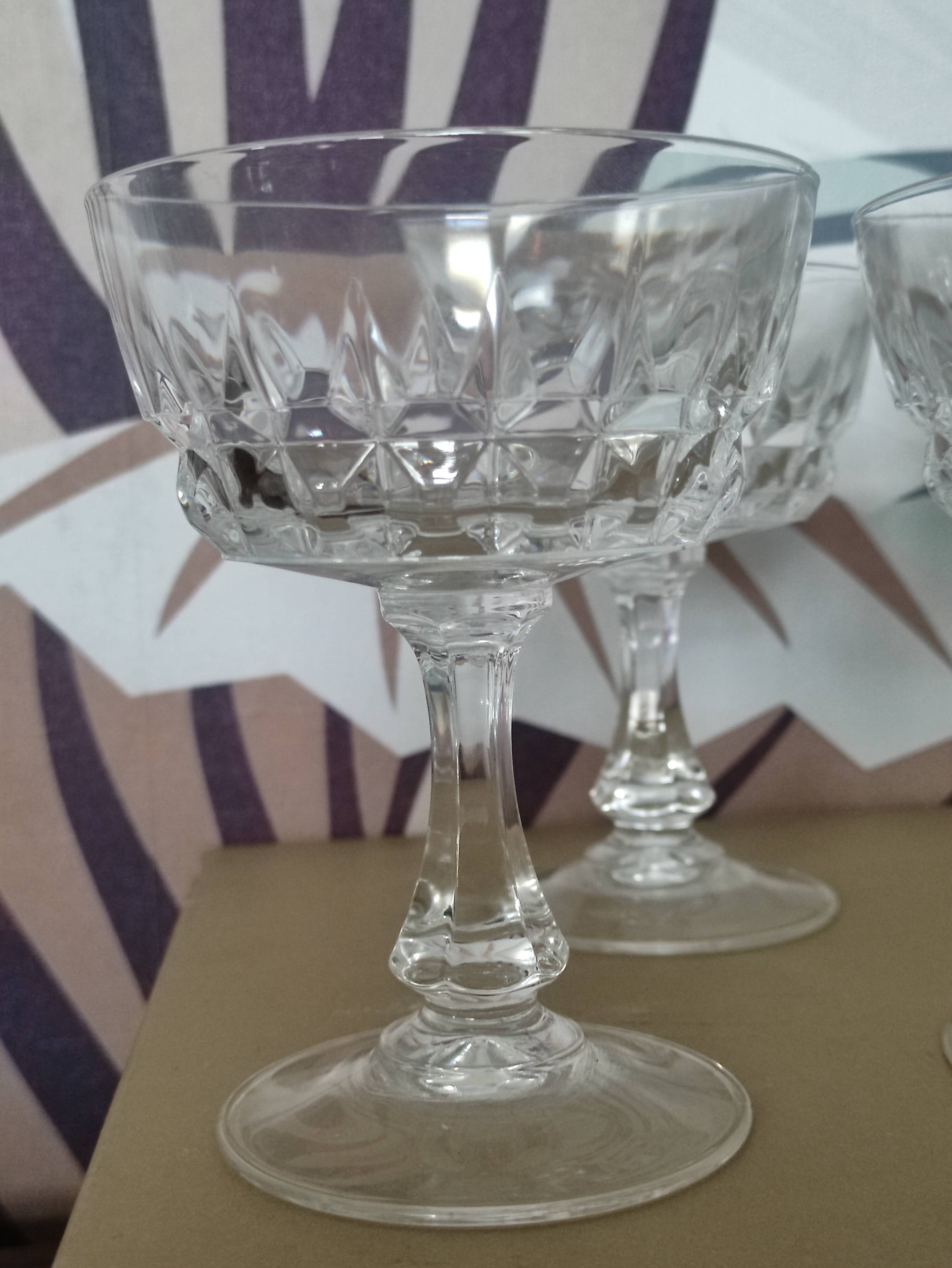 6 crystal champagne glasses