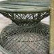 Fauteuil rotin paon patiné vert vintage 1970